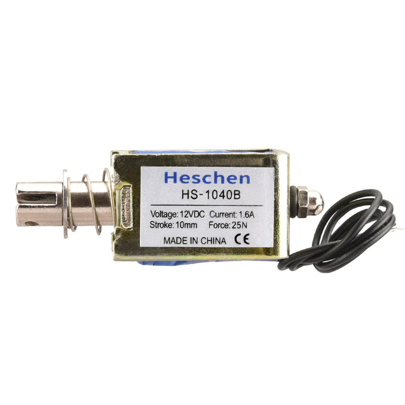 Hechen Solenoid Electromagnet, HS-1040B, DC12V 1.6A 25N, 10mm stroke, open frame push-pull door lock