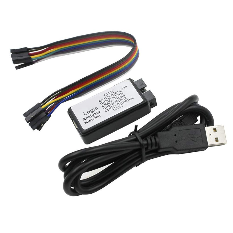 KeeYees USB Logic Analyzer with 12 6 Colors Test Clips Set USB Cable 24 MHz 8CH UART IIC SPI Debug for Arduino for ARM FPGA M100 SCM