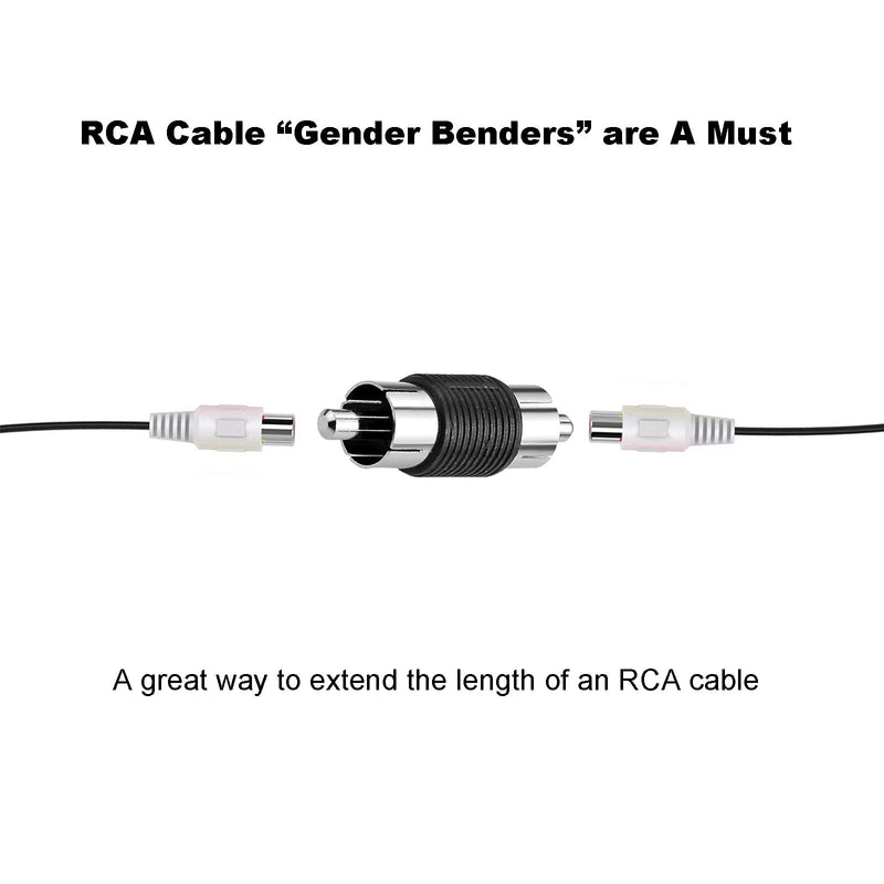 Borsuer 6Pcs RCA Male to Male Adapter Audio Video Nickel Plated RCA Male Coupler Connector Adapter for RCA Cable Extension
