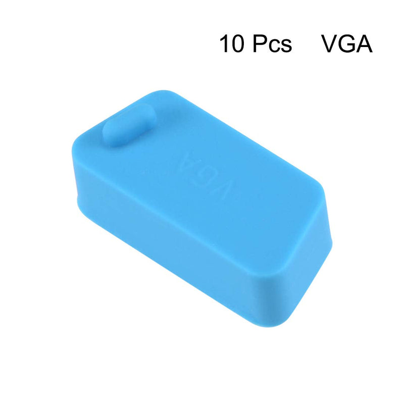 uxcell 10pcs VGA Port Cover Silicone Anti Dust Protectors Cap for DB9, Blue