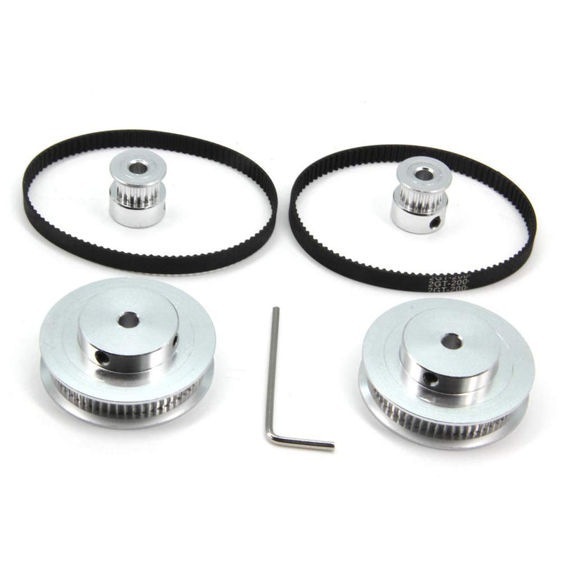 Zeberoxyz 2PCS Set GT2 Synchronous Wheel 20&60 Teeth 5mm Bore Aluminum Timing Pulley with 2PCS Length 200mm Width 6mm Belt (20-60T-5B-6) 20-60T-5B-6
