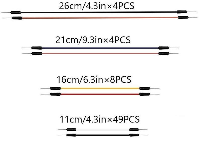 CenryKay 4PCS 400-Point Proyotype Solderless PCB Breadboards with 1 Tie Jumper Wires for Arduino 400 Point Breadboards with Jumper Wires