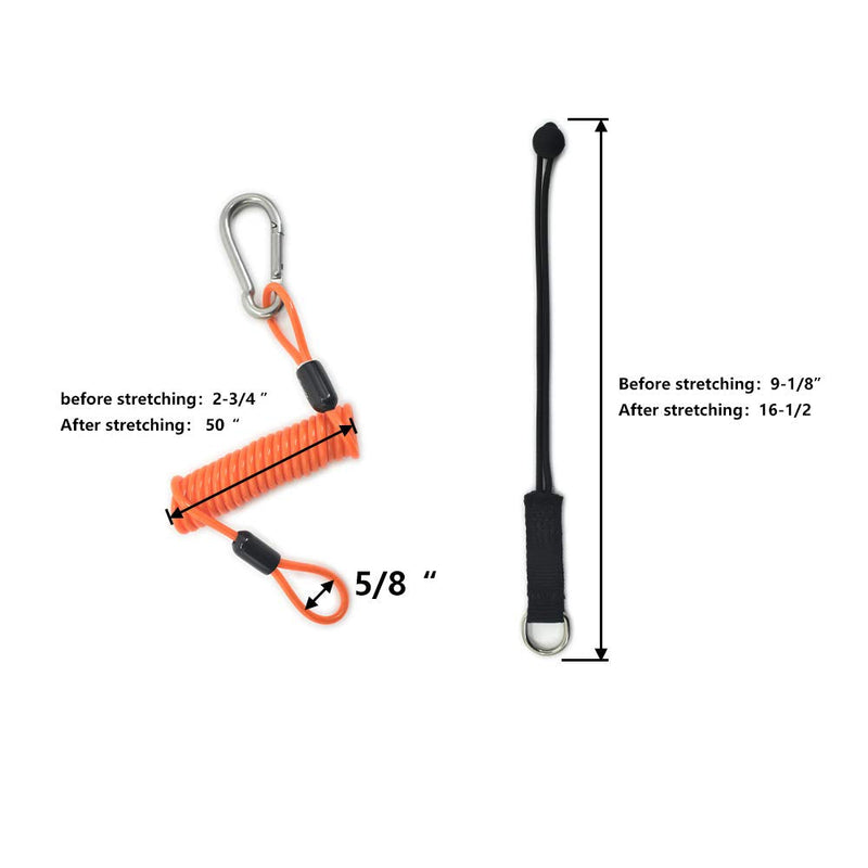 Tool Tethering Kit, Includes 1 x Fishing Lanyards with Carabiner,2 x Tool Tail Attachment with Loop End, 1 Set