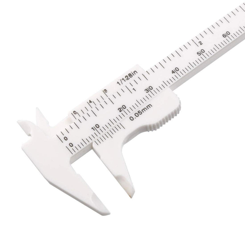 uxcell Vernier Caliper 80mm 3 Inch Metric Mini Double Scale Plastic Ruler Measuring Tool Color Random 4pcs