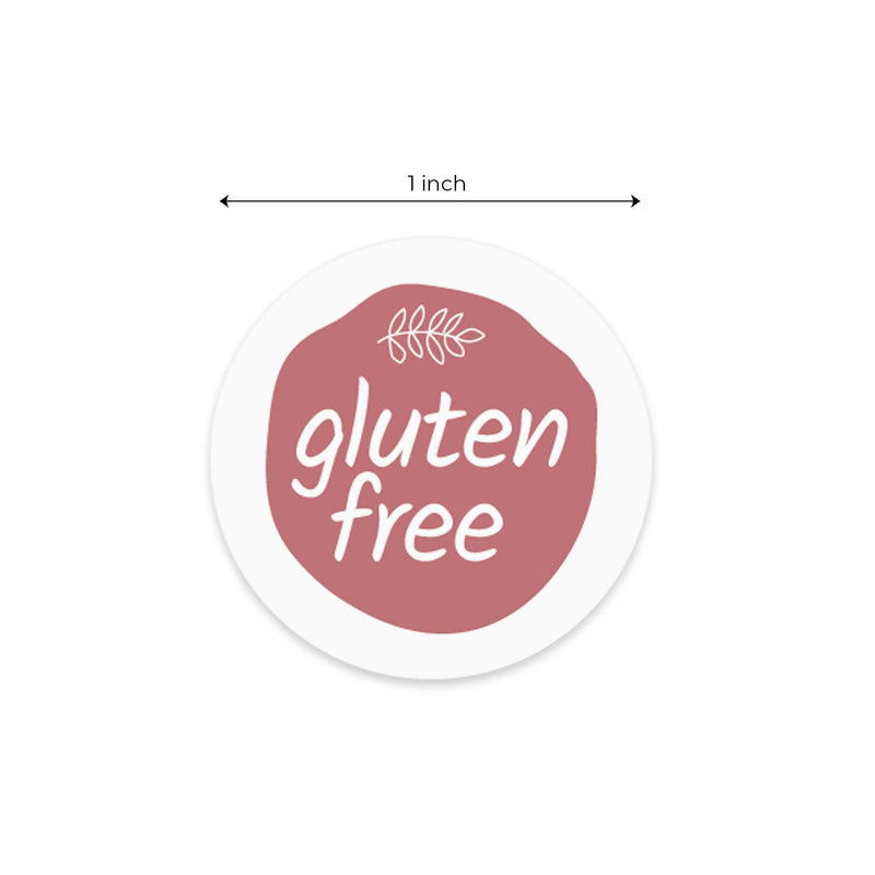 Rose Pink Gluten Free Stickers / 1" 500 Circle Labels/Chic Design with Foliage Aesthetic