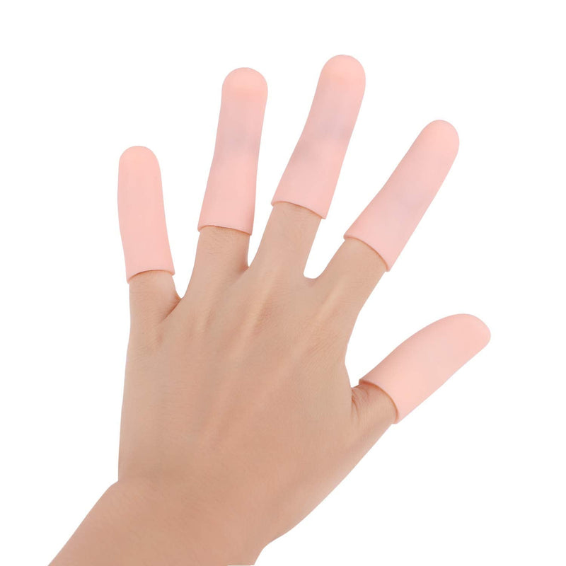 Holiberty 10pcs Gel Finger Protector Silicone Finger Cots Thumb Sleeves Finger Sleeves Finger Tip Cover Toe Finger Protection Great for Trigger Finger, Hand Eczema, Finger Cracking, Finger Arthritis nude