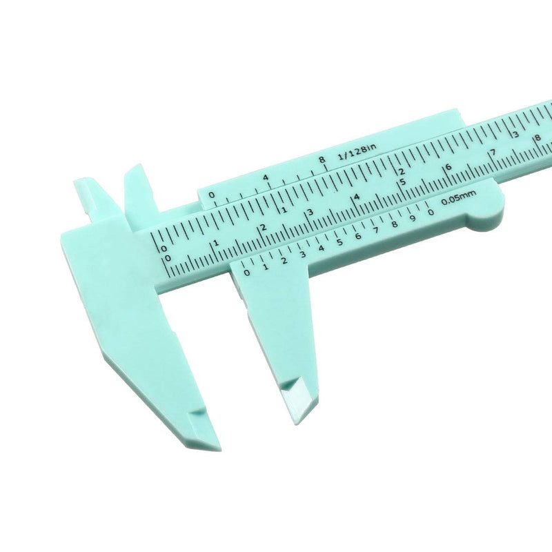 uxcell Vernier Caliper 150mm Mini Double Scale Plastic Ruler Measuring Tool Green