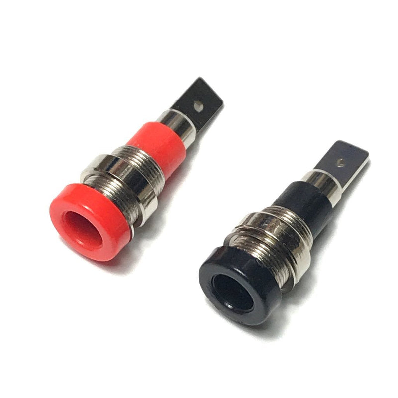 CESS Black and Red Banana Female Jack Socket - 4mm Banana Female Connector Panel/Chassis Mount Soldering Type (10 Pack)