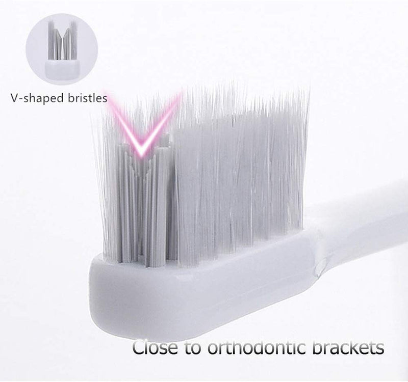Y-kelin V-Shaped Orthodontic Toothbrush Soft Bristle (4 pcs) with one Inter-Dental Brush 4 Count (Pack of 1)