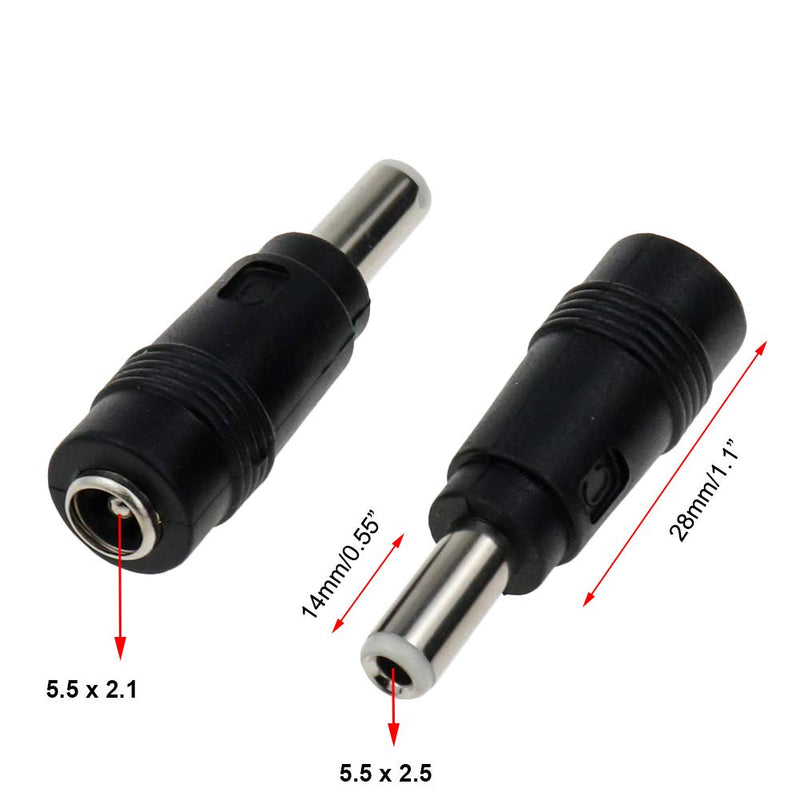 Dahszhi DC Power Adapter 5.5mm x 2.5mm Male Plug to 5.5mm x 2.1mm Female Jack for Universal Laptop Interface Power Cable Connector - 20pcs