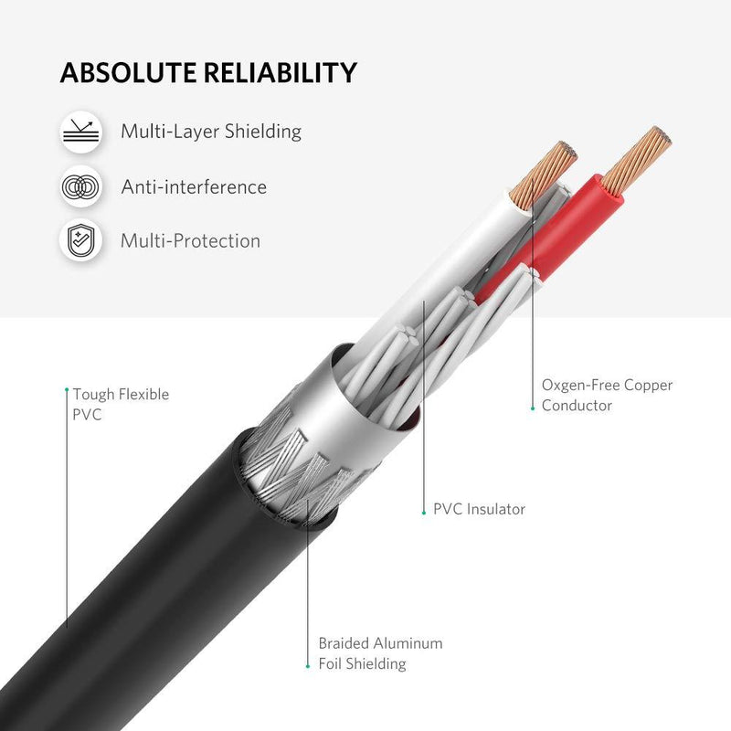UGREEN 3.5mm Female to 2 RCA Male Stereo Audio Y Cable Adapter Gold Plated Compatible for Smartphones, MP3, Tablets, Home Theater 0.65FT