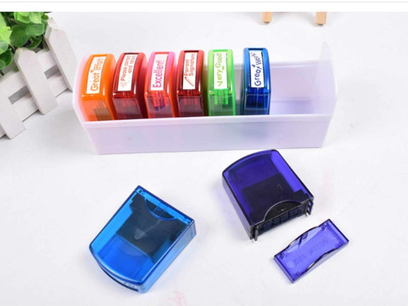 Swity Home Self-Inking Teacher Stamp Set Mess-Free Motivation Teacher Grading Stamp Set Teachers Review Homework Feedback Stamps for Classroom Grading Encouragement Motivation Recognition 8 Pcs