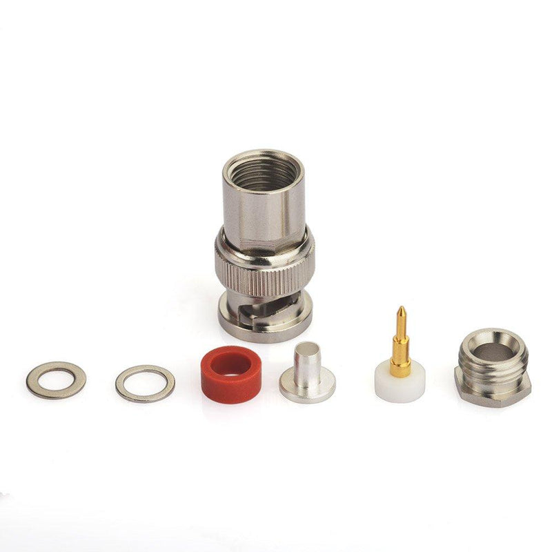 Eightwood BNC Male Plug Solder Clamp Connector 10-Pack Compatible with RG58 RG142 LMR195 Coax Cable