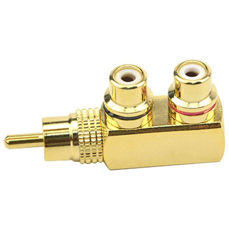 WMYCONGCONG 2 PCS RCA Splitter Adapter RCA Male to 2 RCA Female Right Angle Splitter Plug Connector