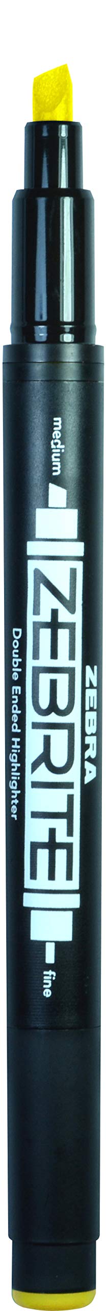 Zebra Zebrite Double-Ended Highlighter, Chisel and Fine Point, Yellow, 12 Pack