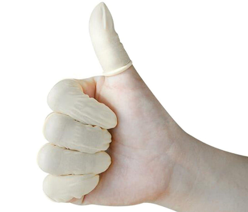 Nicedmm 200 Pcs Disposable Latex White Finger Cots - Tattoo Beauty Nail Anti-Static Finger Protector