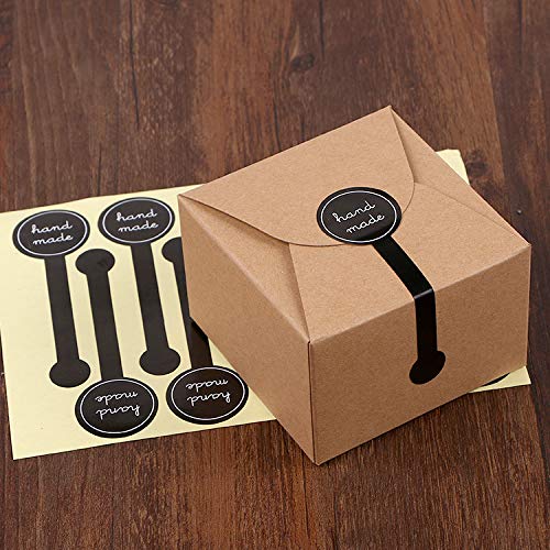 GBSTORE 200 Pcs Hand Made Self-Adhesive Stickers Black Long Label Stickers Lollipop Sealing Stickers for Candy Cookie, Bakery, Cake, Sweet, Treat, Biscuit, Chocolate and Gift