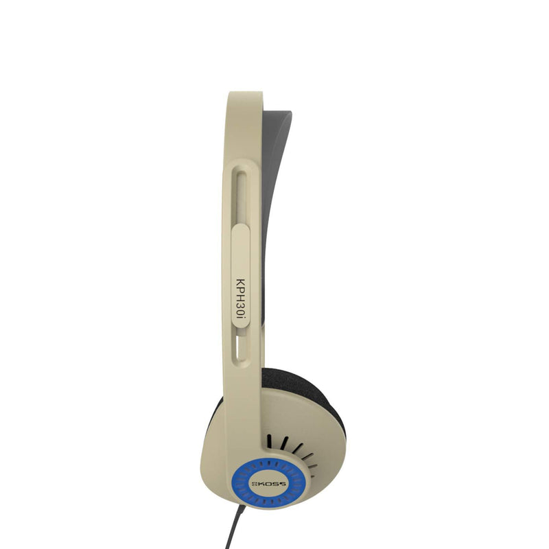 Koss KPH30iRB On-Ear Headphones, in-Line Microphone and Touch Remote Control, D-Profile Design, Wired with 3.5mm Plug, Rhythm Beige