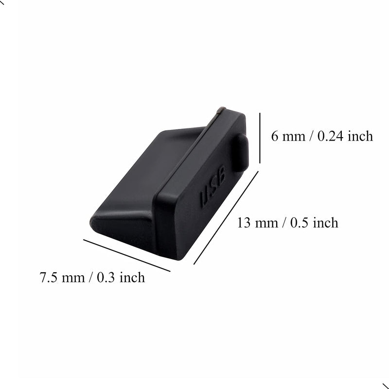 ThreeBulls 30 Pcs Silicone USB Cap Port Cover Anti Dust Protector for Female End Black