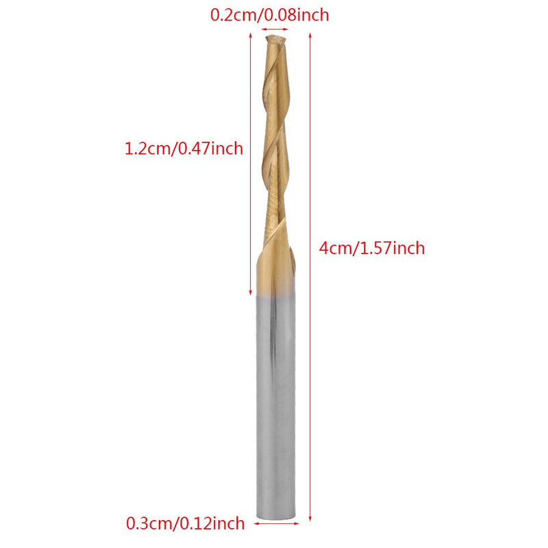 Akozon 1/8 Shank Titanium Coated Double End Mill 2mm Cutting Edge Diameter Milliling Cutter