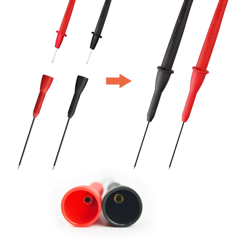 2 Pack 2mm Extended Needle Test Probes, 600V/10A Non-Destructive Multimeter Test Probe for Fluke Leads tl71 tl75 2pcs