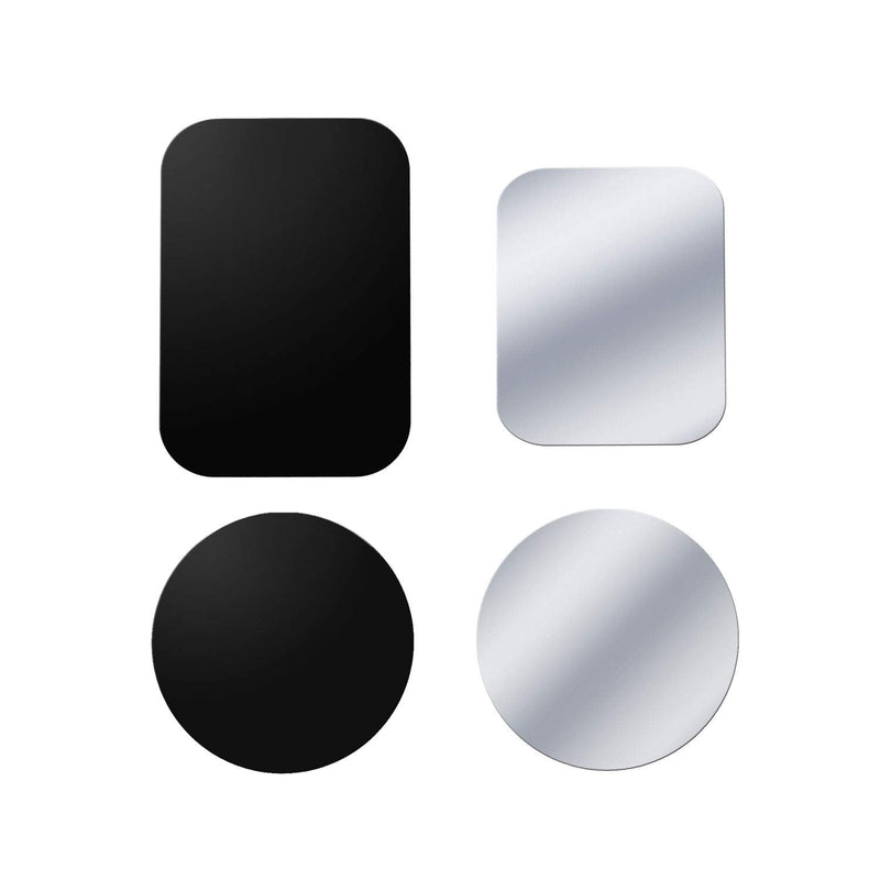 Metal Plate for Magnetic Car Mount - Tryone 4 Pack Disc with 3M Adhesive Compatible with Phone Magnets/ Cell Phone Automobile Magnet Cradles , No Logo or Hole, 2 Rectangle 2 Round, Black&Silver