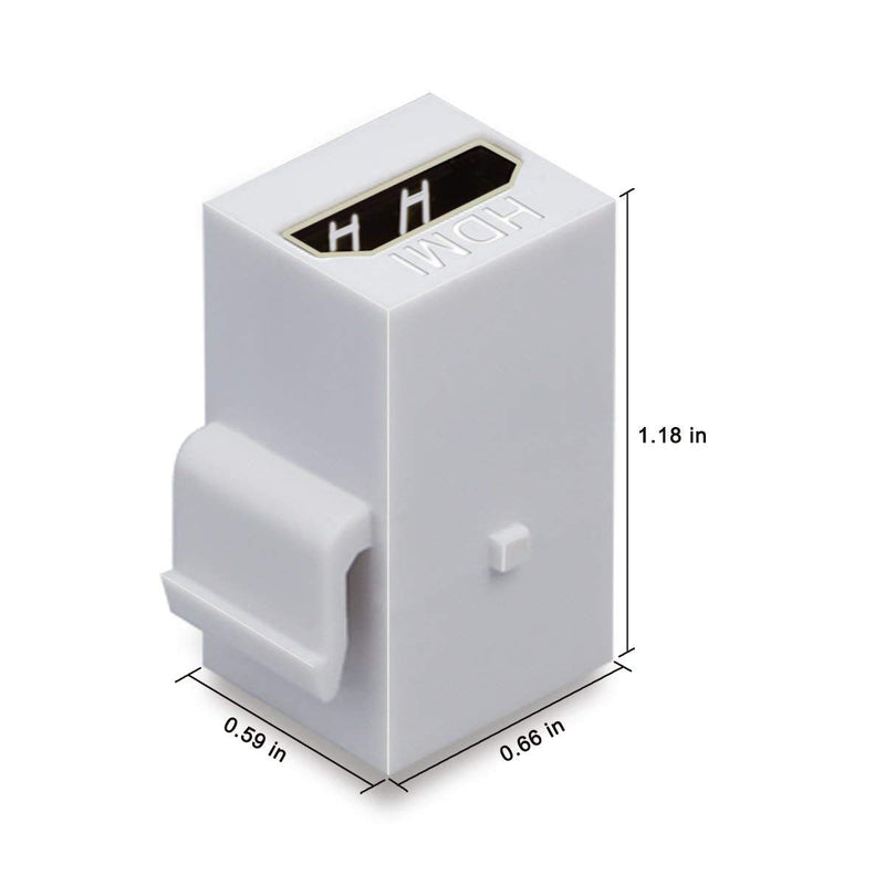 HDMI Keystone Jack, PHIZLI 10 Pack HDMI Keystone Insert Female to Female Coupler Adapter (White)