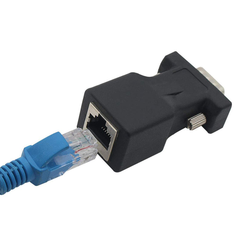 DB9 RS232 Female Port to RJ45 Female Connector Card DB9 Serial Port Extender to LAN CAT5 CAT6 RJ45 Network Ethernet Cable Adapter DB9 Female to RJ45