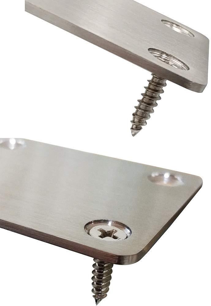 Hyever Stainless Steel Repair Plate 97mmx48mm Flat Brace Bracket Mending Plate For Furniture Corner Repair Fixing 3 Pieces 3.8" × 1.9" × 0.08"