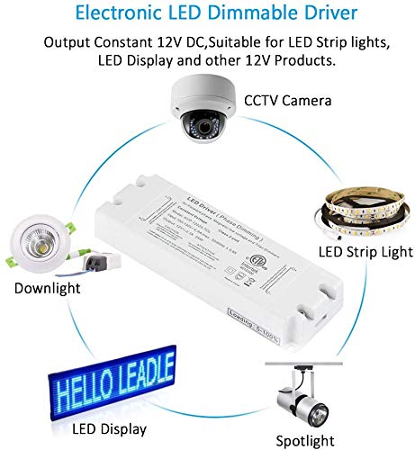 25W Dimmable Driver LED Power Supply - ETL 12V DC Dimming LED Drivers Transformer Compatible with Lutron, Leviton 25W dimmable led driver