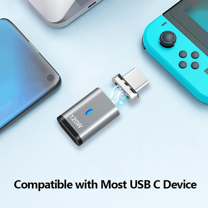 USB C Magnetic Adapter Straight 100w + Magnetic USB C Adapter Right Angle Black Fast Charging 5Pin 480Mbps Data Transmission straight + right angle black 5pin
