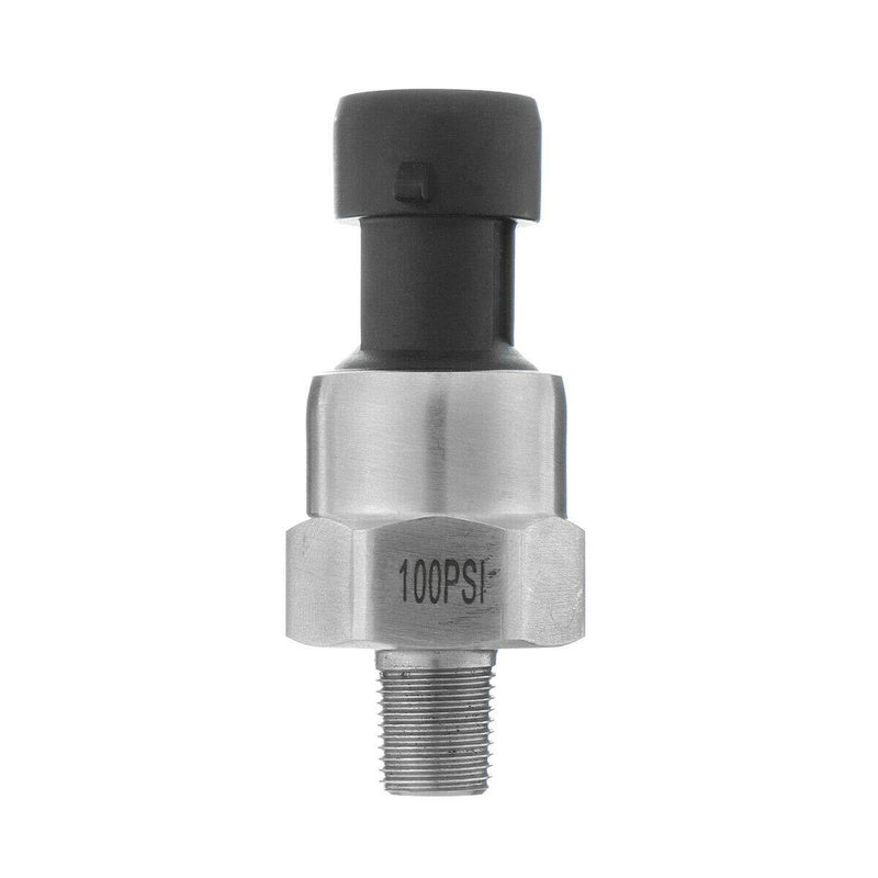 100 PSI Pressure Transducer Sender Sensor with Connector - 1/8 inch 27 NPT Thread Stainless Steel Pressure Sensor for Oil, Fuel, Air, Water