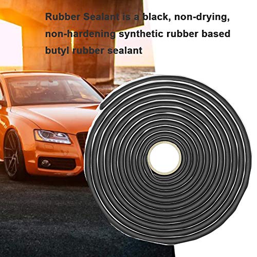 Poweka 13FT Butyl Rubber Sealant Tape for Car Auto Headlamps Window Door Windshield,4M Black Butyl Rope