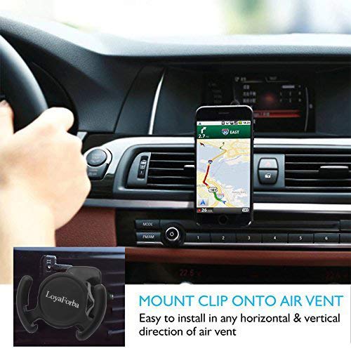 LoyaForba Clip Car Mount Compatible Car Users - LoyaForba 360Â° Rotation Air Vent Car Out Stand and Dashboard Sticker Holder for GPS Navigation Compatible with Phone MAX/X/8, Note 8/S9+