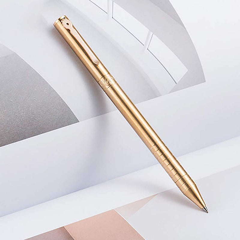 EKLOEN Twist Retractable Refill Solid Brass Pen, EDC Pocket Pen Signature Pen Pocket Pen with Clip