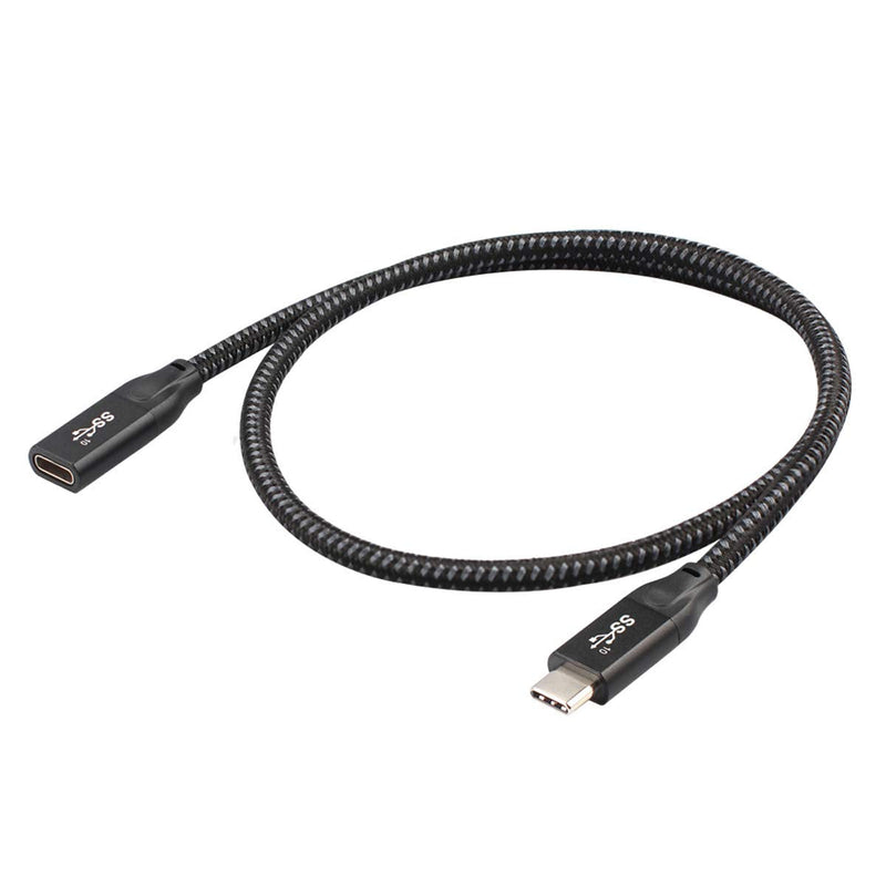 Xiwai USB-C USB 3.1 Type-C Male to Female Extension Data Cable with Sleeve for Laptop Phone (0.6m) 0.6M