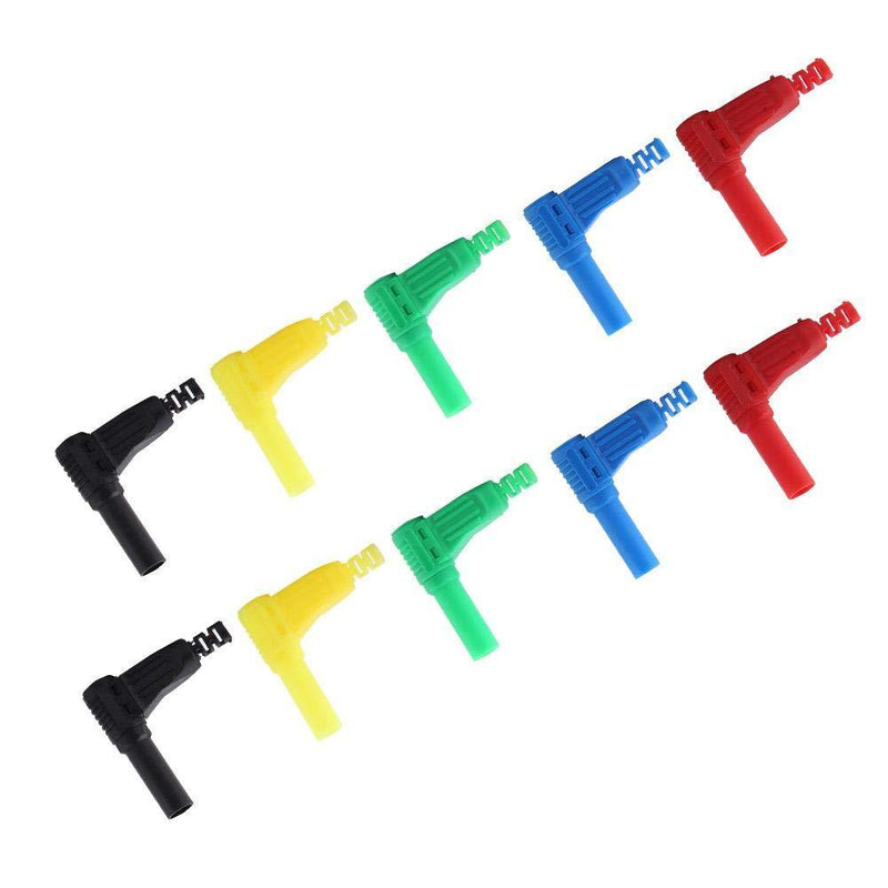 10pcs P3014 4mm Banana Plug Safety Seal Protection Shrouded 90 Degree Right Angle Banana Plug DIY Self-Assembly Solder Type