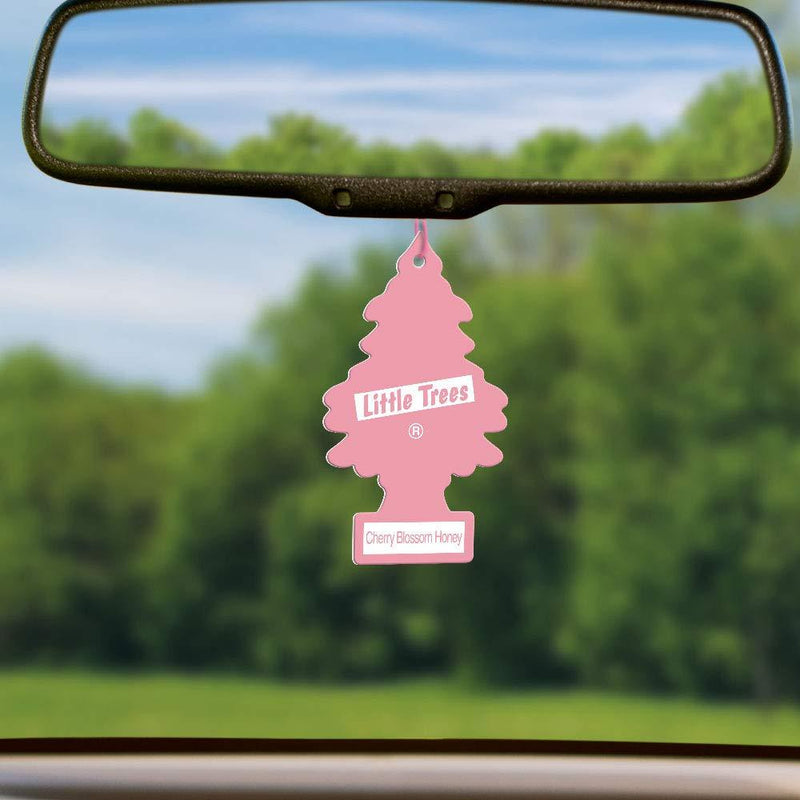 LITTLE TREES Car Air Freshener I Hanging Tree Provides Long Lasting Scent for Auto or Home I Cherry Blossom Honey, 24 count, (4) 6-packs