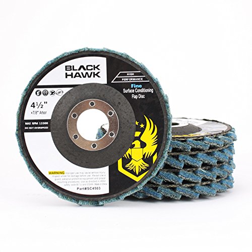 BHA Surface Conditioning Grinding, Sanding, and Polishing Flap Discs T29, 4-1/2" x 7/8", Blue (Fine) - 5 Pack
