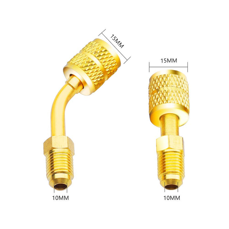 R410A Adapter 5/16 inches SAE Female to 1/4 inches SAE Male Flare for Air Conditioners HVAC, 2 Straight Adapter + 2 Angled Adapter