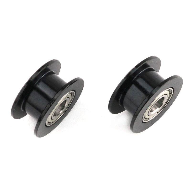 E-outstanding 2pcs Black 20T 20Teeth 5mm Inner Bore Idler Timing Pulley with Bearing 2GT Aluminium Alloy H Type GT2 Synchronous Wheel Without Teeth for 6mm Width Belt 3D Printer CNC Mechanical Drive
