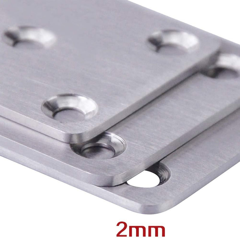 Hyever Stainless Steel Repair Plate 97mmx48mm Flat Brace Bracket Mending Plate For Furniture Corner Repair Fixing 3 Pieces 3.8" × 1.9" × 0.08"