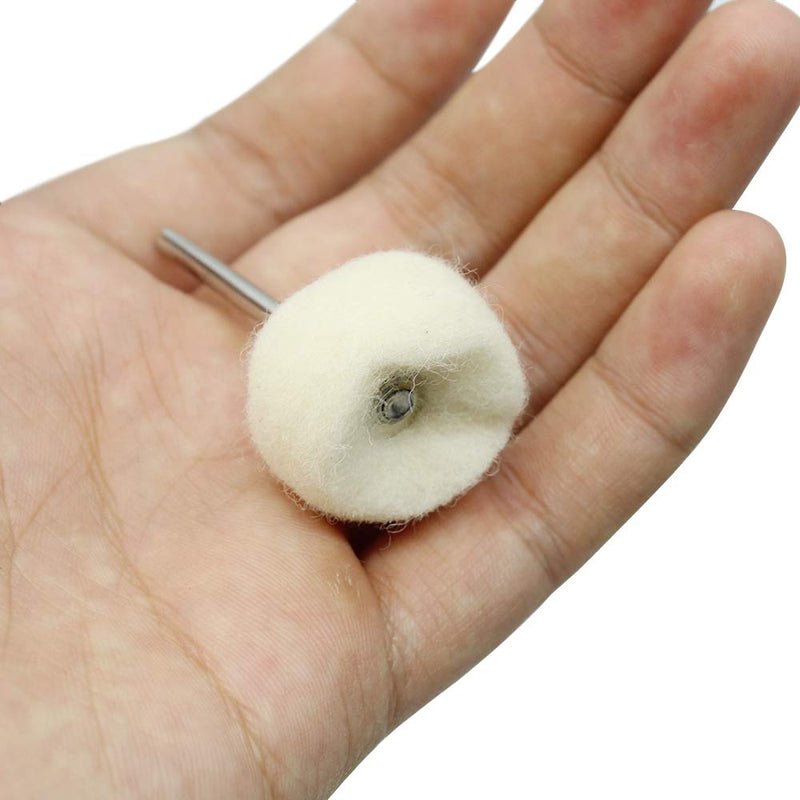 KiKiHong Pack of 25 Wool Polishing Discs with Shaft Soft Polishing Disc for Dremels Rotary Tools
