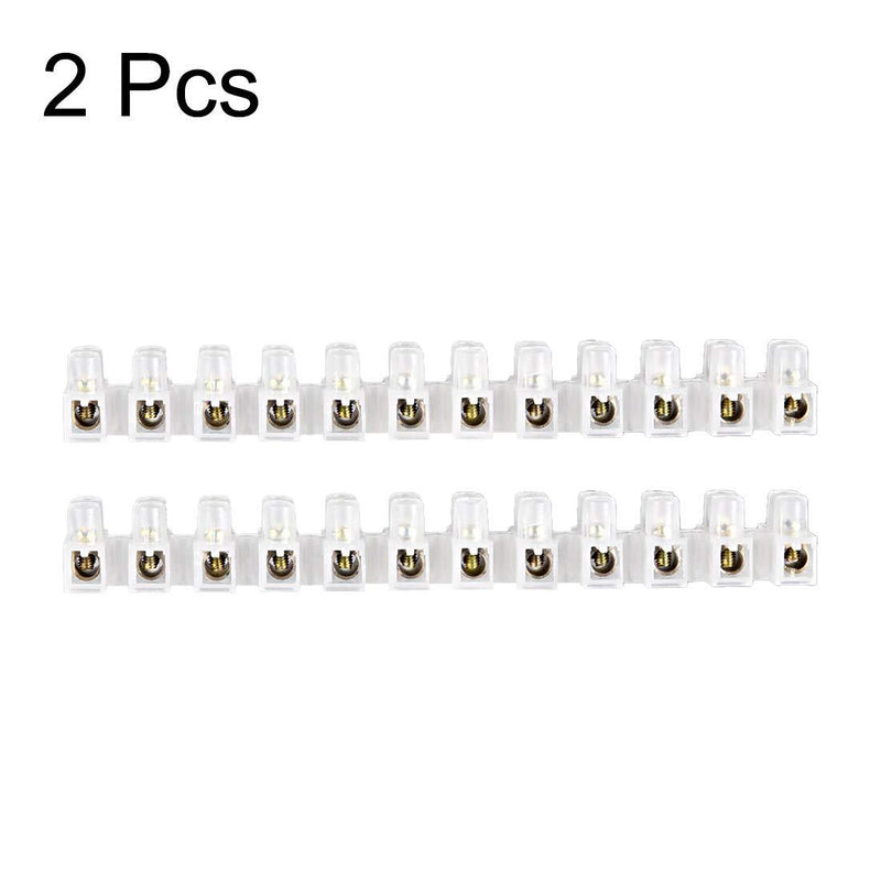 uxcell Terminal Strip Screw Terminal Barrier Block 10A 12 Position Dual Row Type H Wire Connector 2pcs