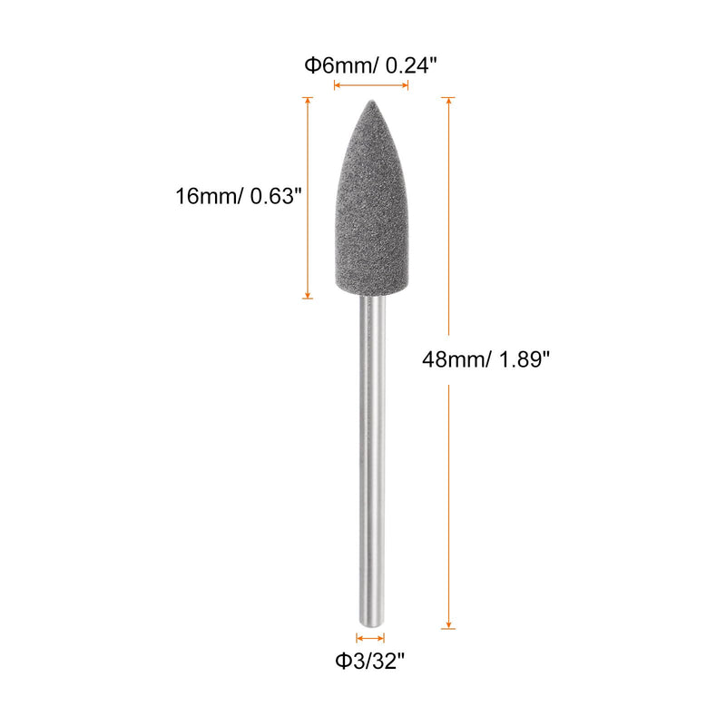 sourcing map 5pcs Rubber Polishing Bit Silicone Buffing Wheel 120 Grit 6mm Diameter Mounted grinding head for electric grinder rotary tool conical shape