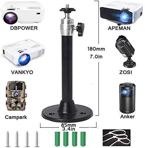 Universal Ceiling Projector Mount,Hanger 360° Rotatable Head with Length 7in/180mm Projection for Mini Projector CCTV DVR Camera Black