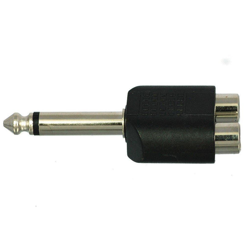 CESS 6.35mm 1/4 Inch Mono Male to Dual RCA Female Splitter Adapter - 6.35mm Mono Male to RCA Female (2 Pack)