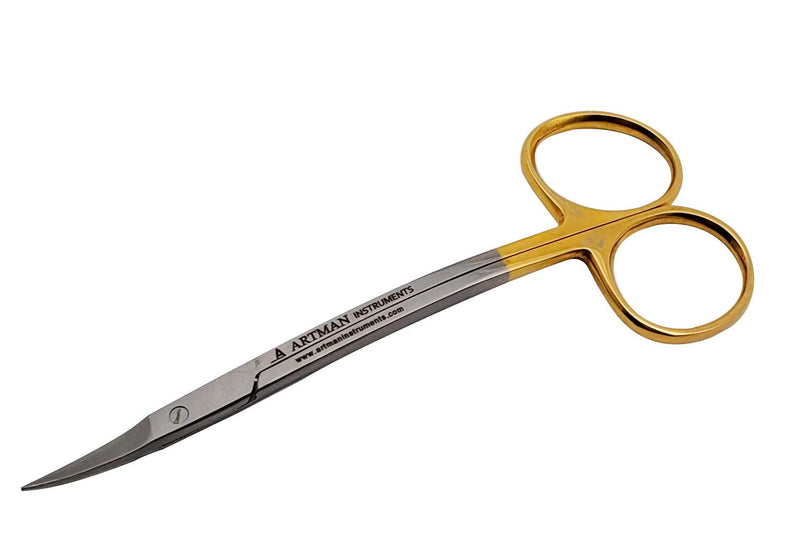 Scissors 4.5 inch LaGrange double curved Gold Plated handle Dental ENT EYE DERMA with tungsten carbide inserts BY Wise Linkers