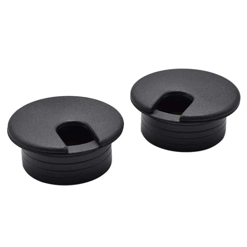 1-1/2 Inch (38mm) Black Wire Grommets and Cable Ties Kit ABS Plastic Desk Hole Cover Cord Organizer for Computer Desk Cabinet (2pcs Desk Grommets + 6pcs Reusable Ties) 38mm(1-1/2 inch)