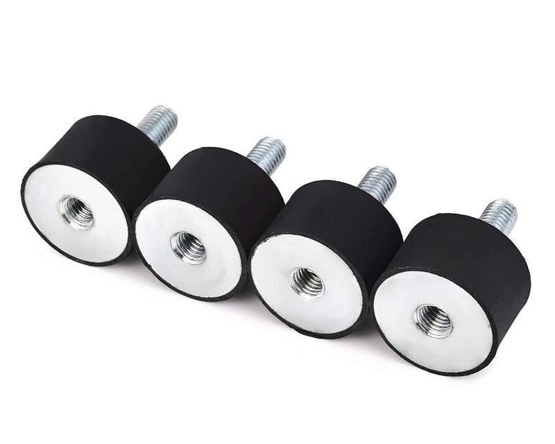 Rubber Mounts M6 M8 Cylindrical Rubber Isolator Mounts Shock Absorber Anti Vibration Mount 1/4 Shock Absorption Mount w/Threaded Stud Vibration Isolator Silentblock Car Boat Bobbins, M6 Pack of 4 VD20*15 M6*18